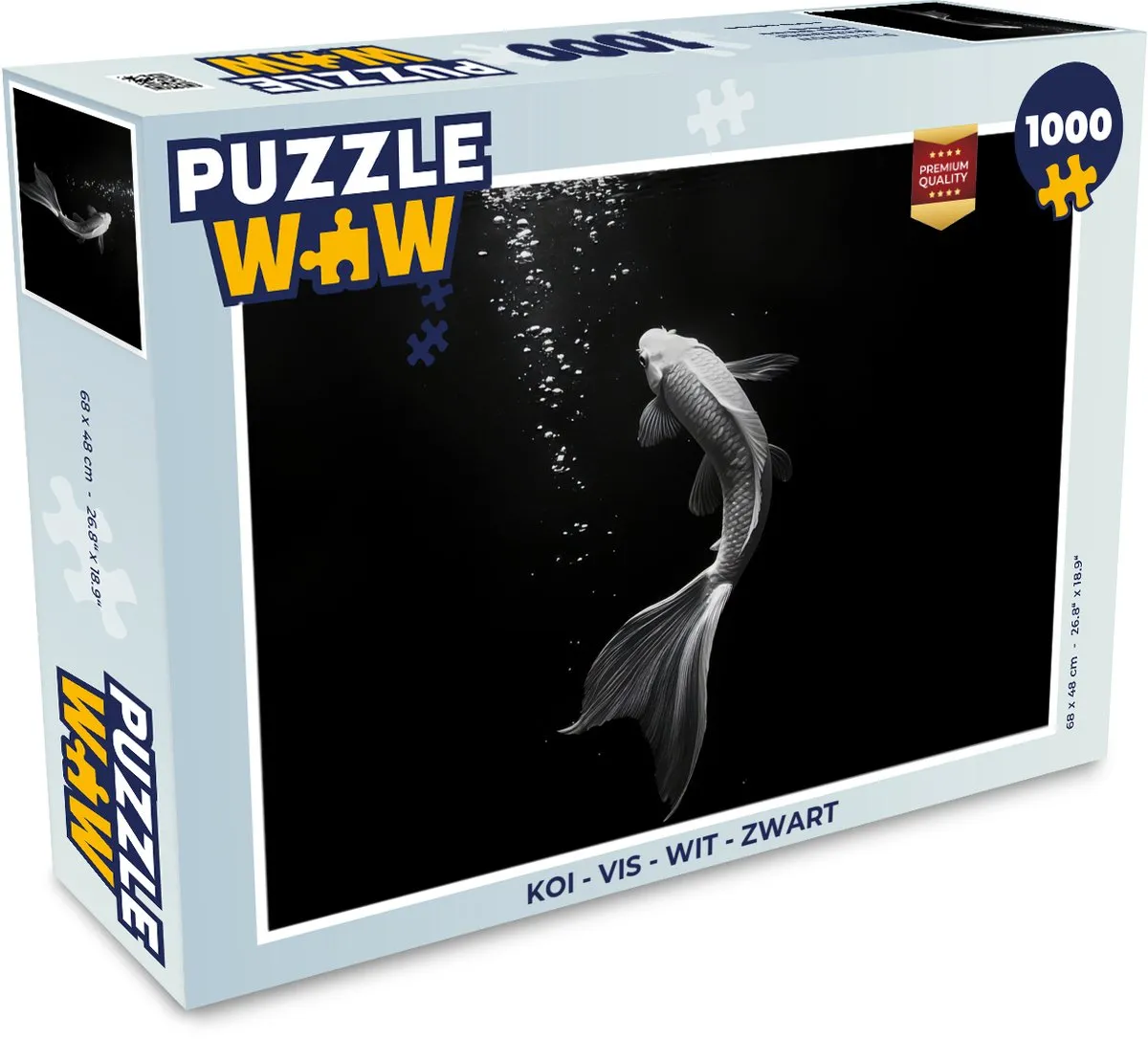 PuzzleWow Koi Vis Legpuzzel 1000 Stuks - Wit/Zwart
