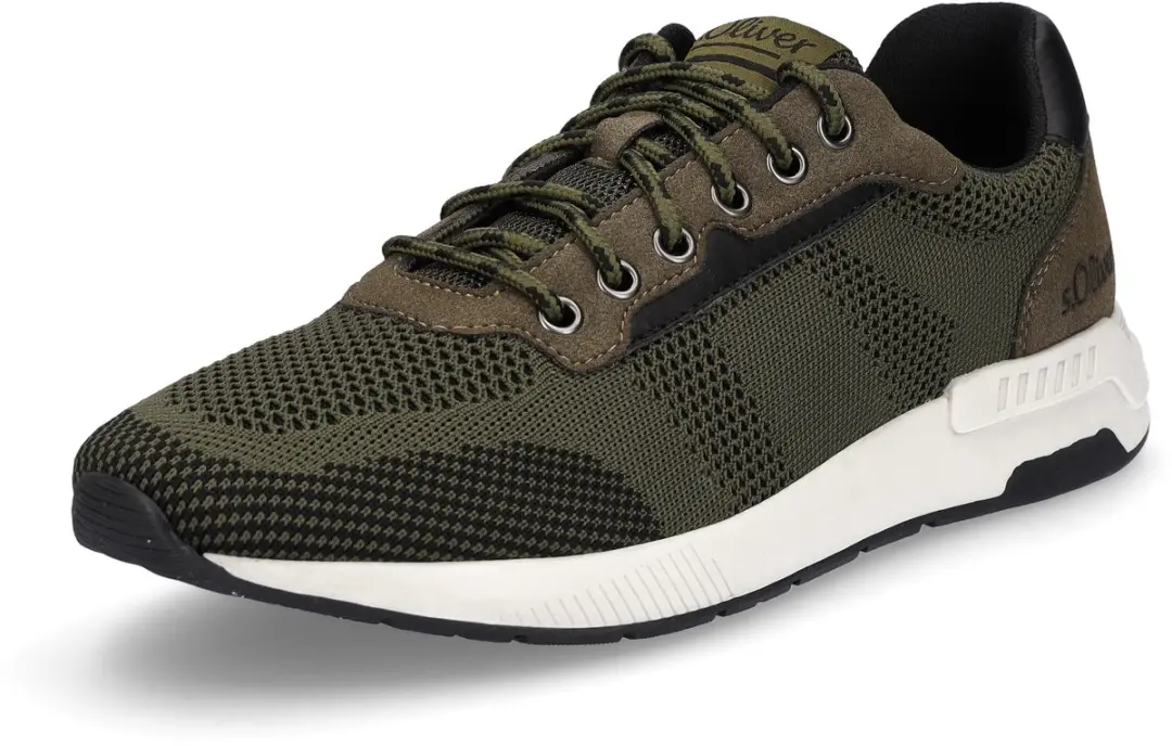 s.Oliver gebreide herensneaker kaki groen