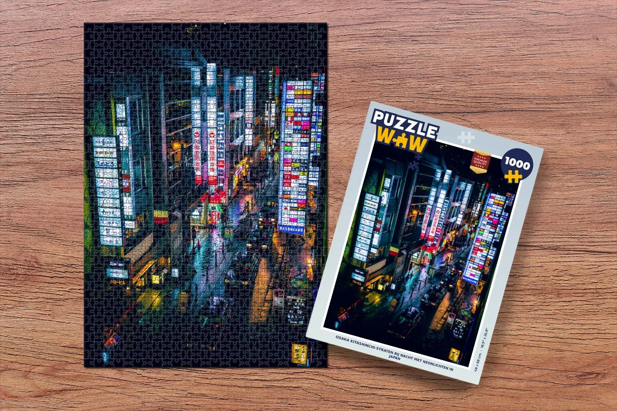 PuzzleWow Osaka Kitashinchi Nachtscène Legpuzzel 1000 Stuks - Multicolor