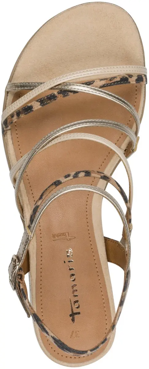 Tamaris Leopard Sandalen beige Textiel - Dames - Maat 39 - afbeelding 5 van 6