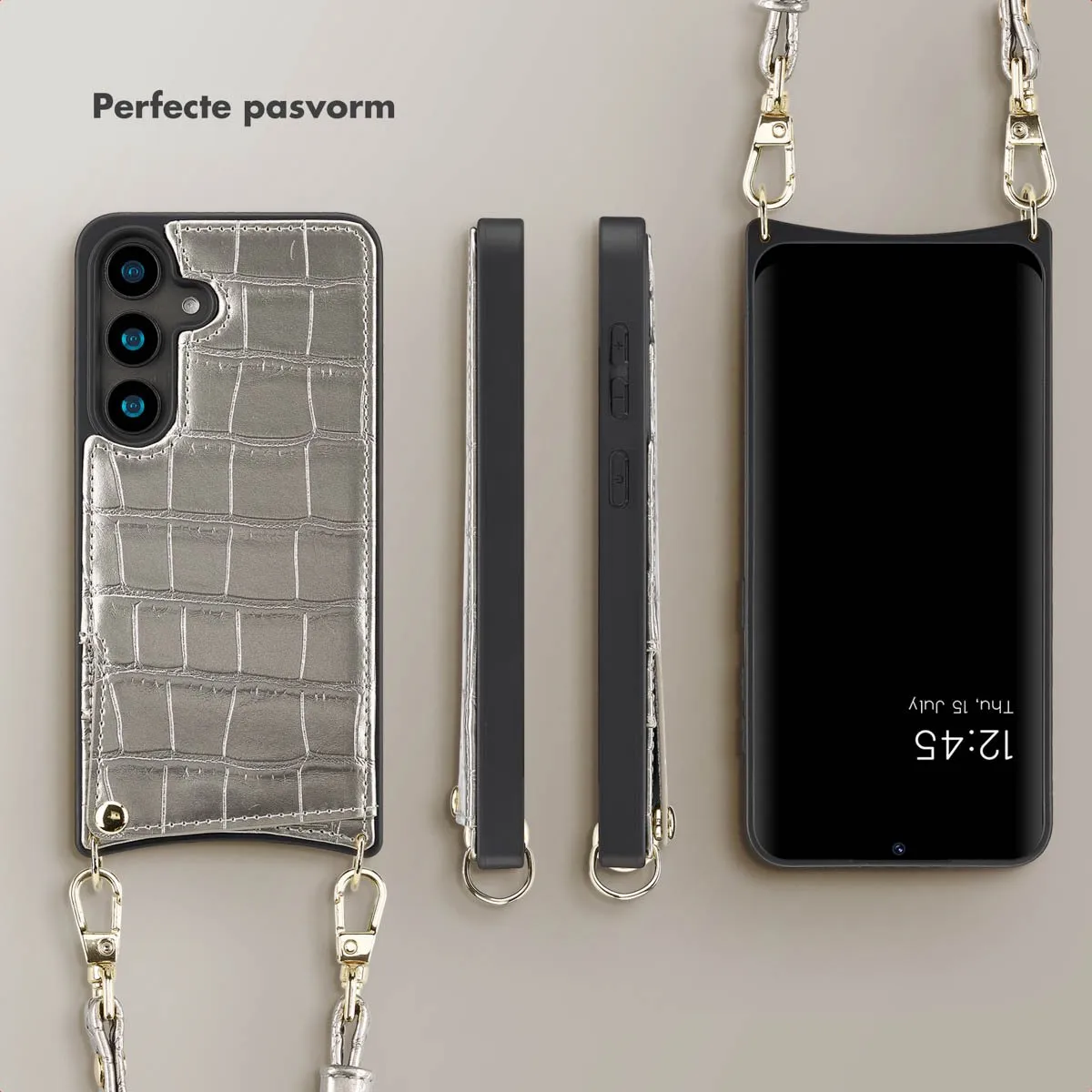 Selencia Croco Backcover Samsung Galaxy S24 - Zilver