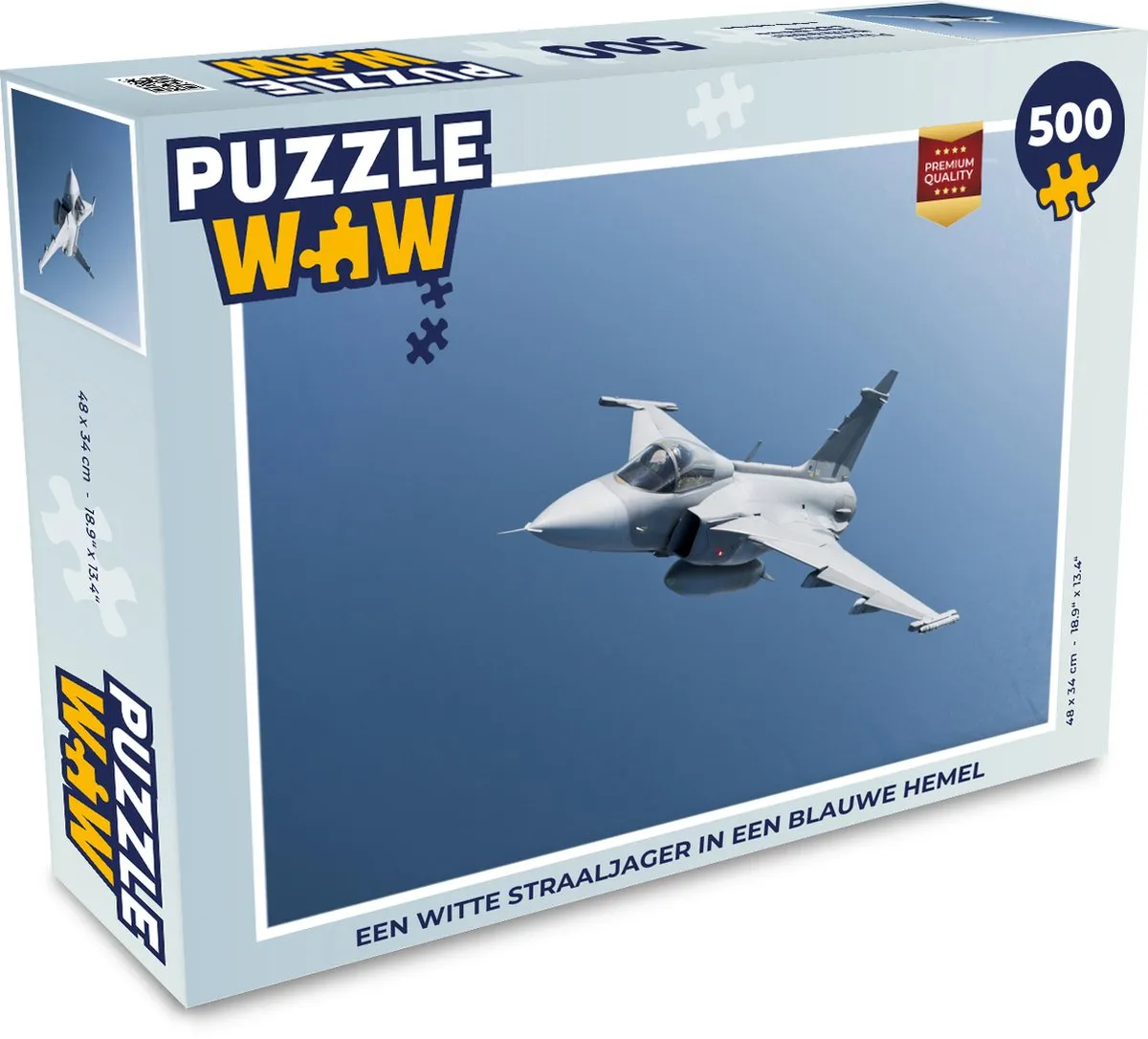 PuzzleWow Legpuzzel 500 Stuks - Straaljager in Blauwe Hemel - Multicolor