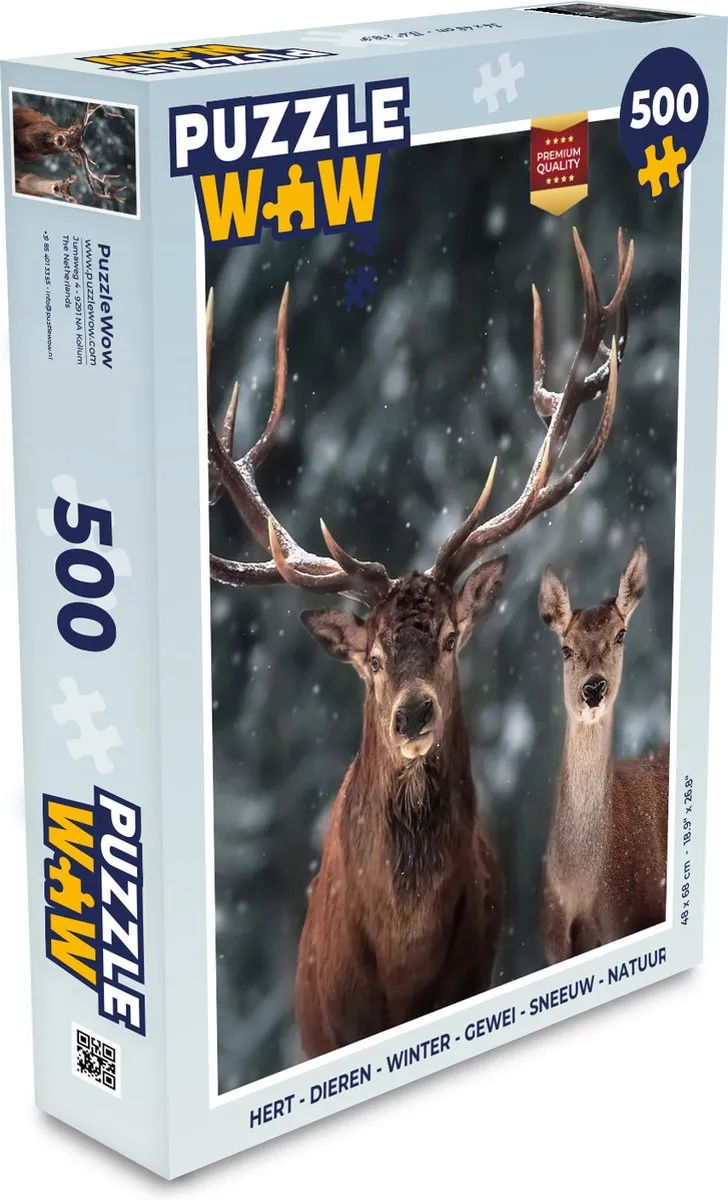 PuzzleWow Hert Winter Legpuzzel 500 Stuks - Multicolor