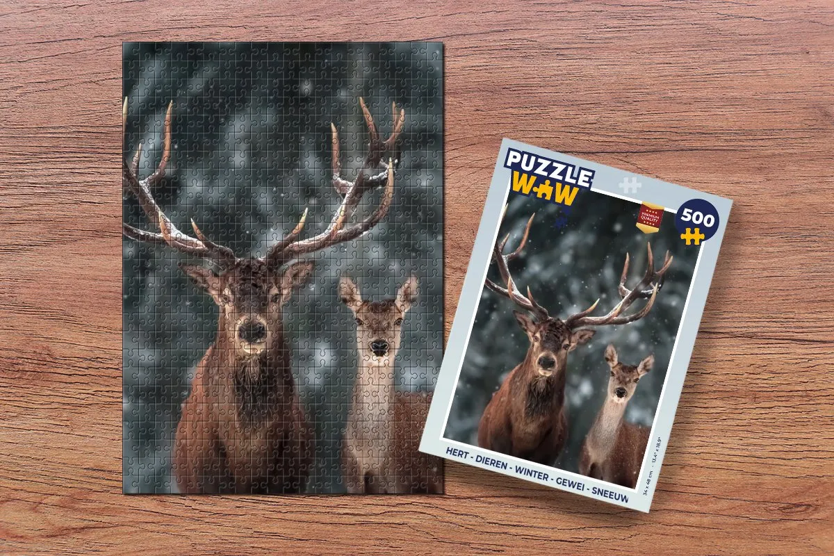 PuzzleWow Hert Winter Legpuzzel 500 Stuks - Multicolor