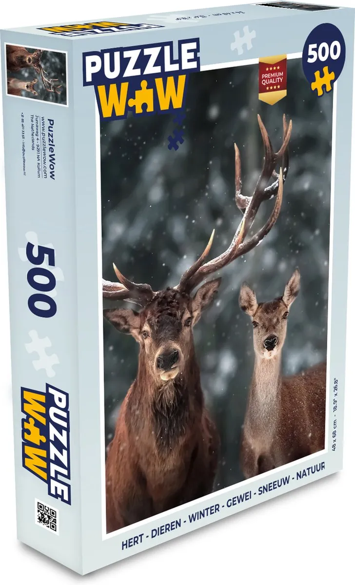 PuzzleWow Hert Winter Legpuzzel 500 Stuks - Multicolor