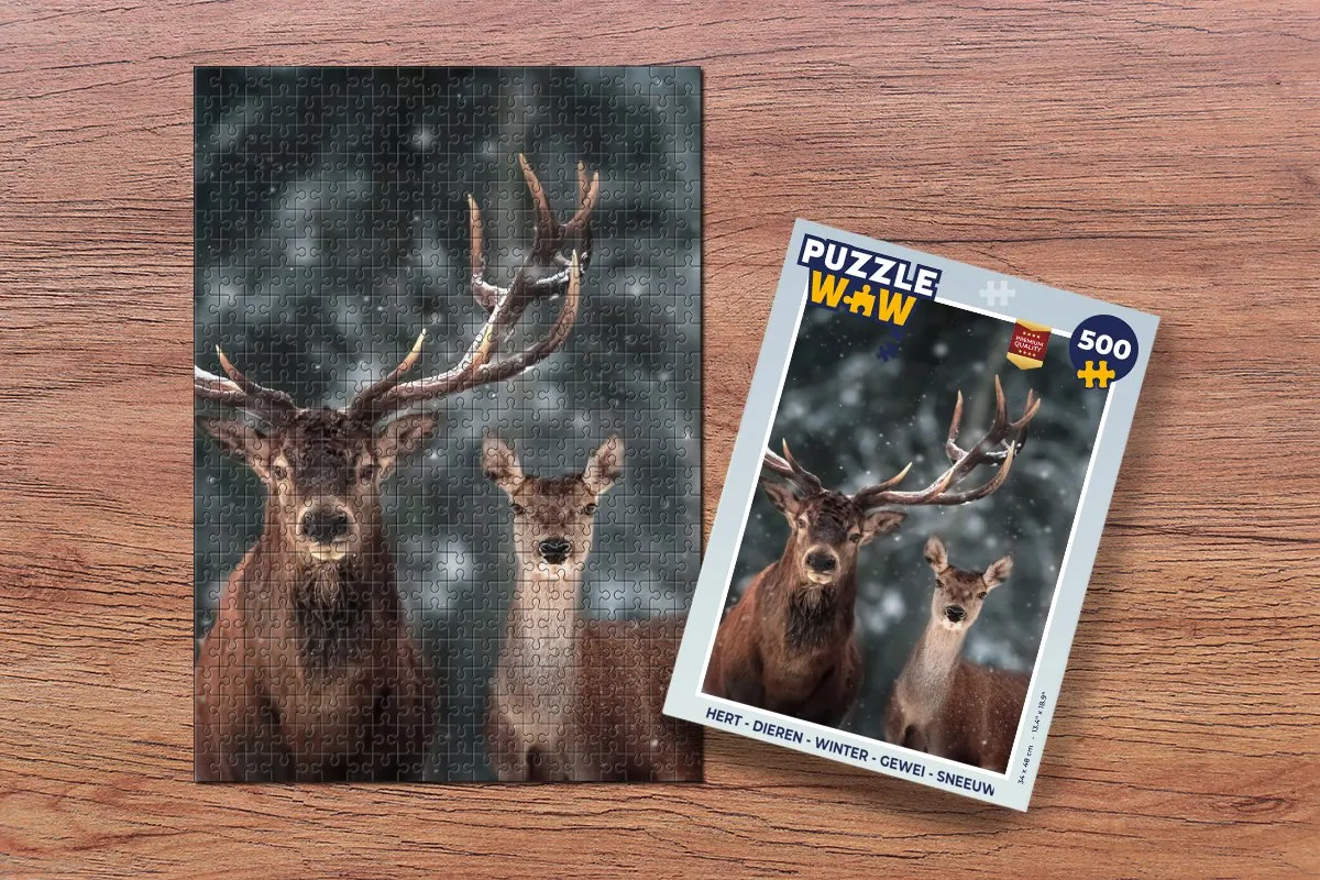 PuzzleWow Hert Winter Legpuzzel 500 Stuks - Multicolor