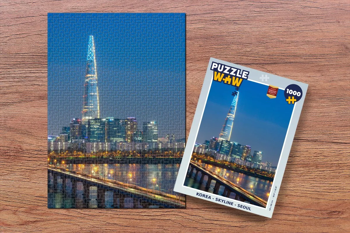 PuzzleWow Seoul Skyline Legpuzzel 1000 Stuks - Multicolor