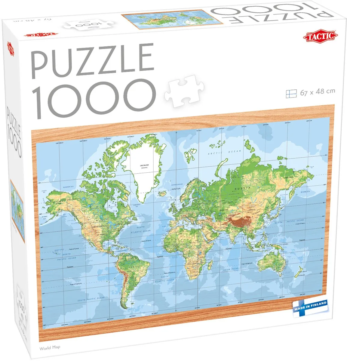 Tactic World Map Puzzel 1000 Stukjes - Bont
