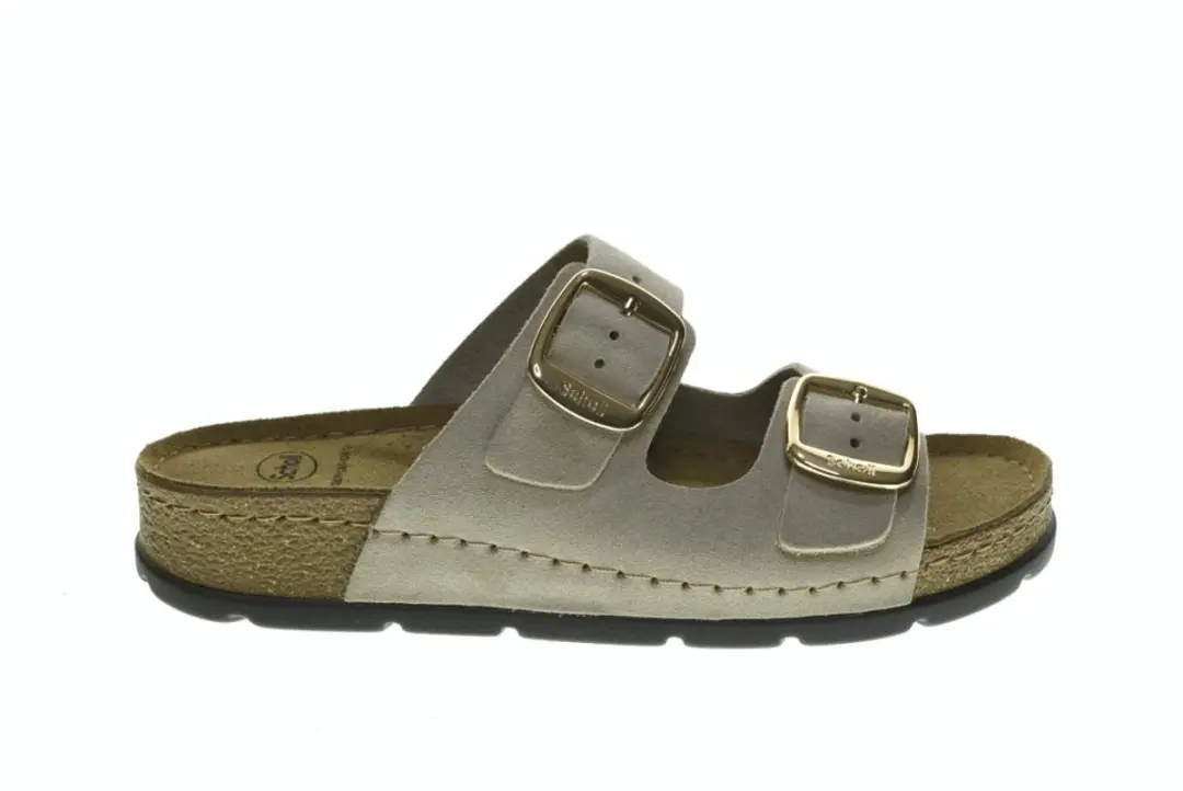 Taupe Tweeband Slippers Bora Scholl maat 37