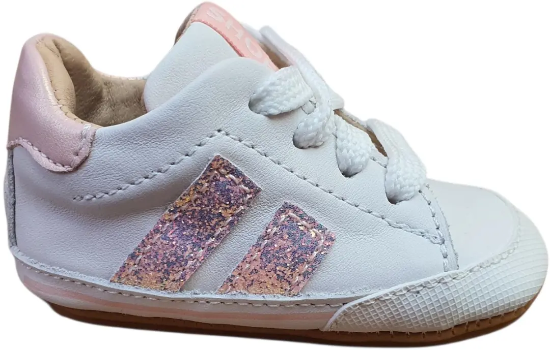 Shoesme BABY-PROOF Veterschoenen 22 - Wit-Roze Glitter - afbeelding 2 van 6