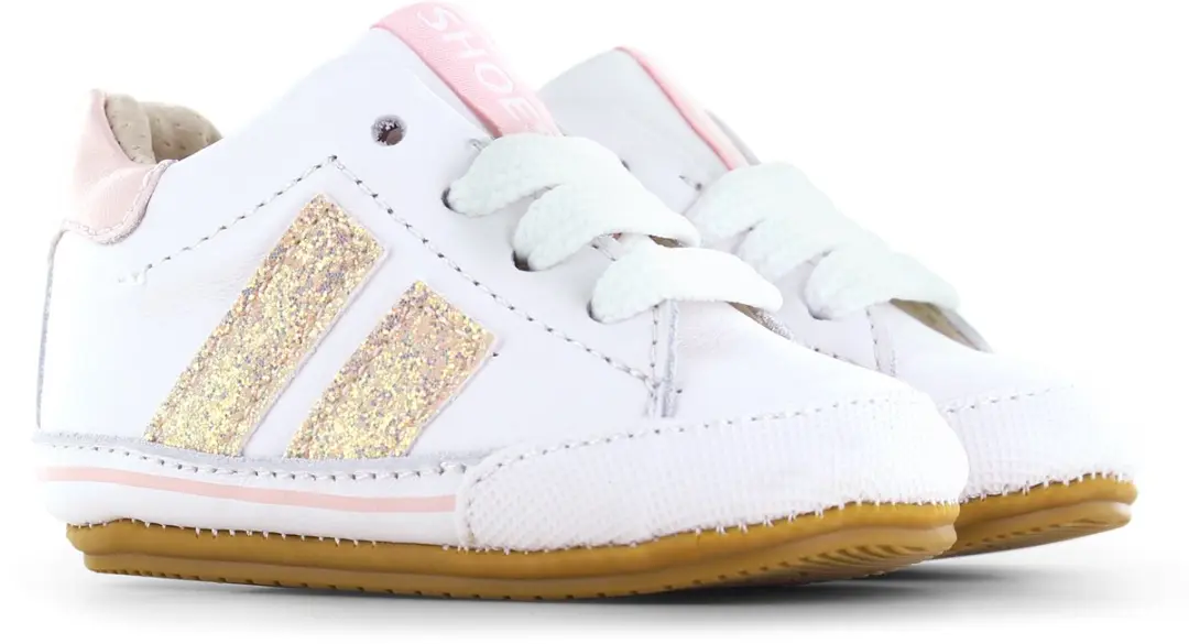 Shoesme BABY-PROOF Veterschoenen 22 - Wit-Roze Glitter - afbeelding 3 van 6