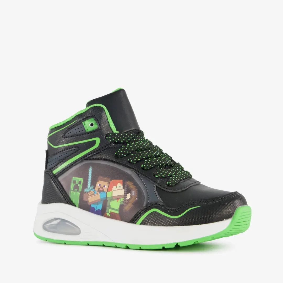 Minecraft hoge jongens sneakers met airzool zwart groen