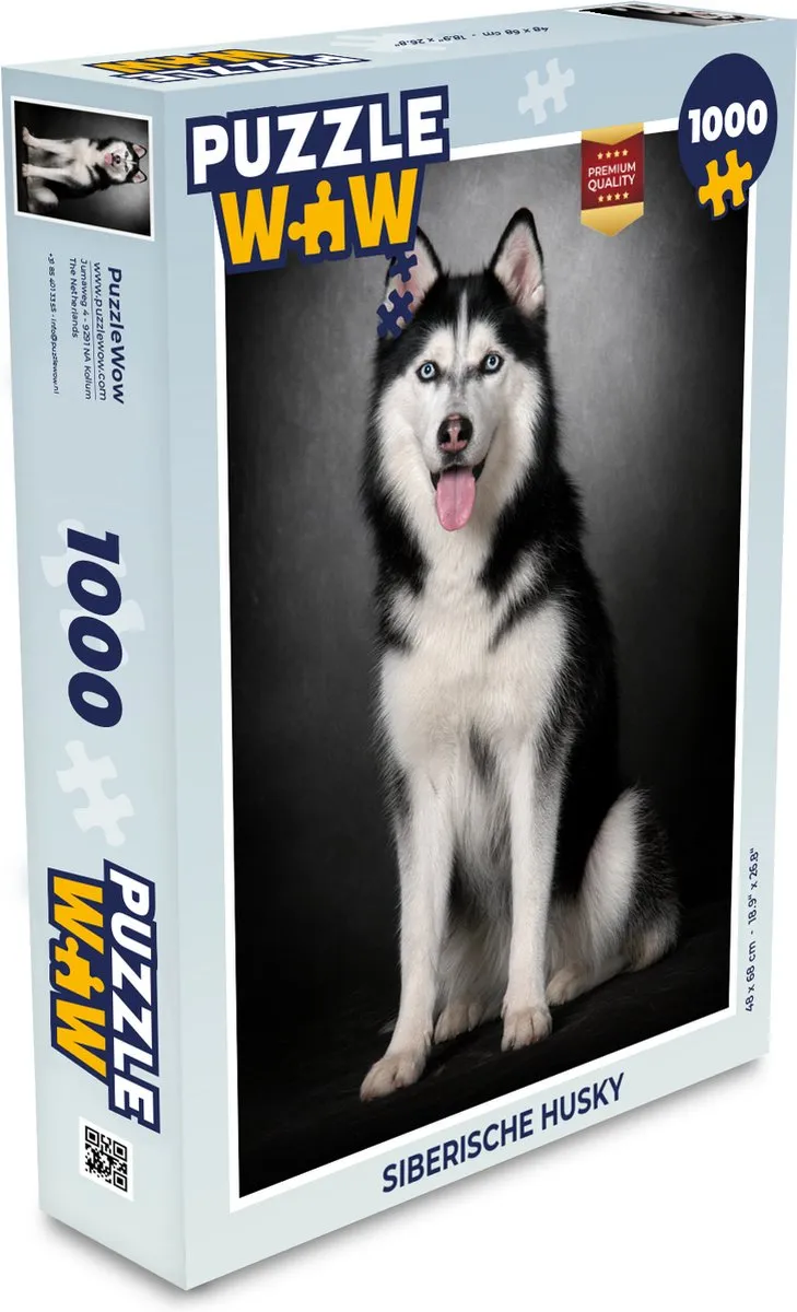 PuzzleWow Legpuzzel Siberische Husky 1000 Stuks - Multicolor