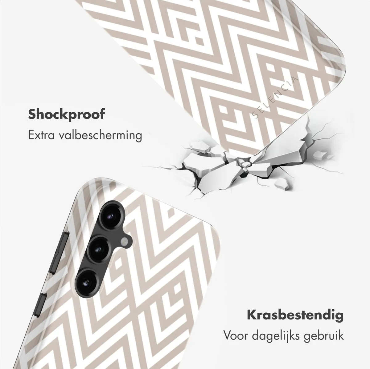 Selencia Hoesje Samsung Galaxy S23 FE - Beige Zigzag
