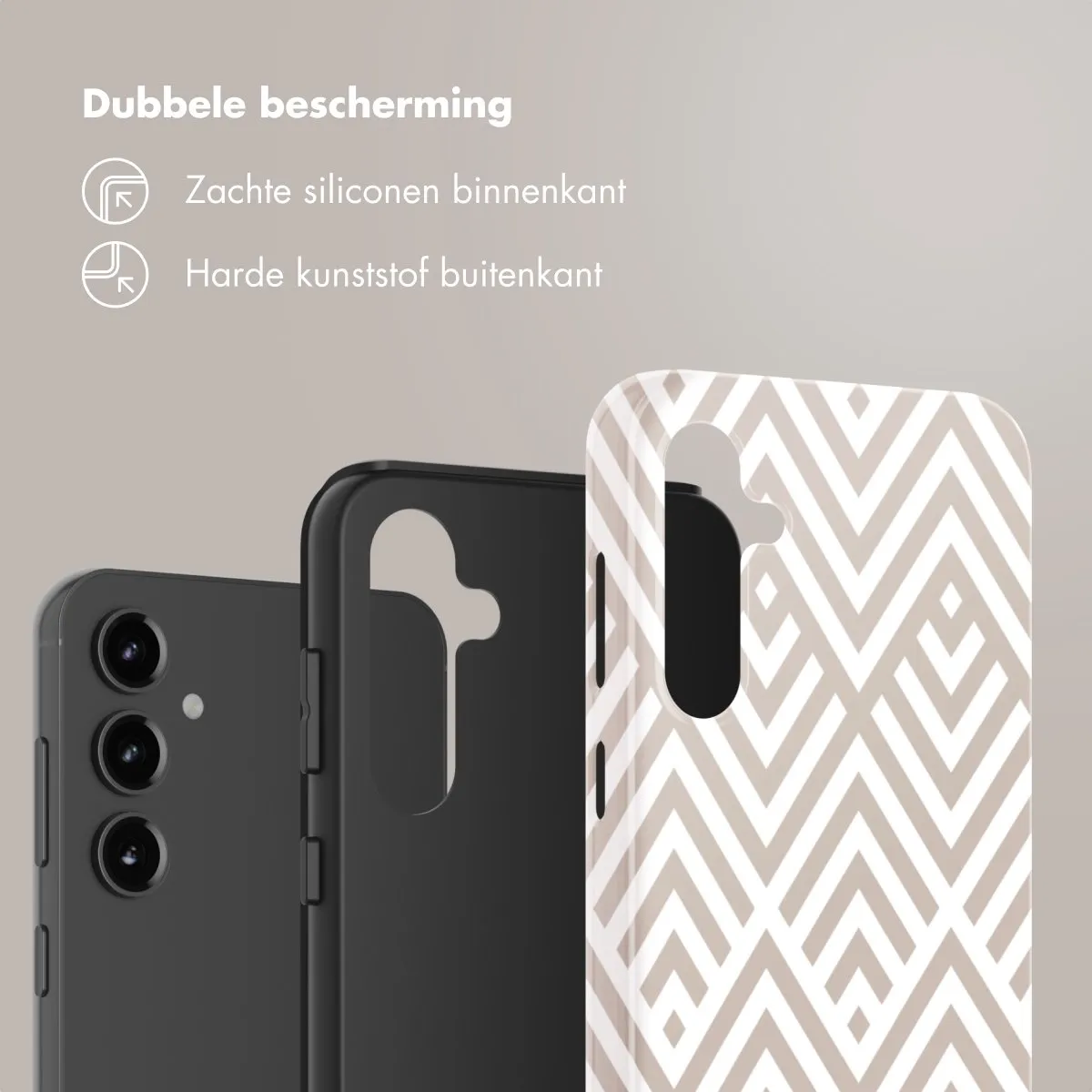 Selencia Hoesje Samsung Galaxy S23 FE - Beige Zigzag