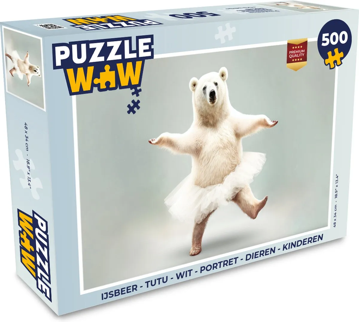 PuzzleWow IJsbeer Tutu Legpuzzel 500 Stuks - Multicolor
