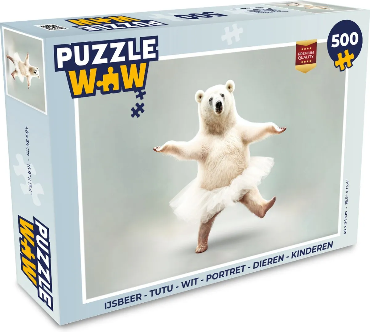 PuzzleWow IJsbeer Tutu Legpuzzel 500 Stuks - Multicolor