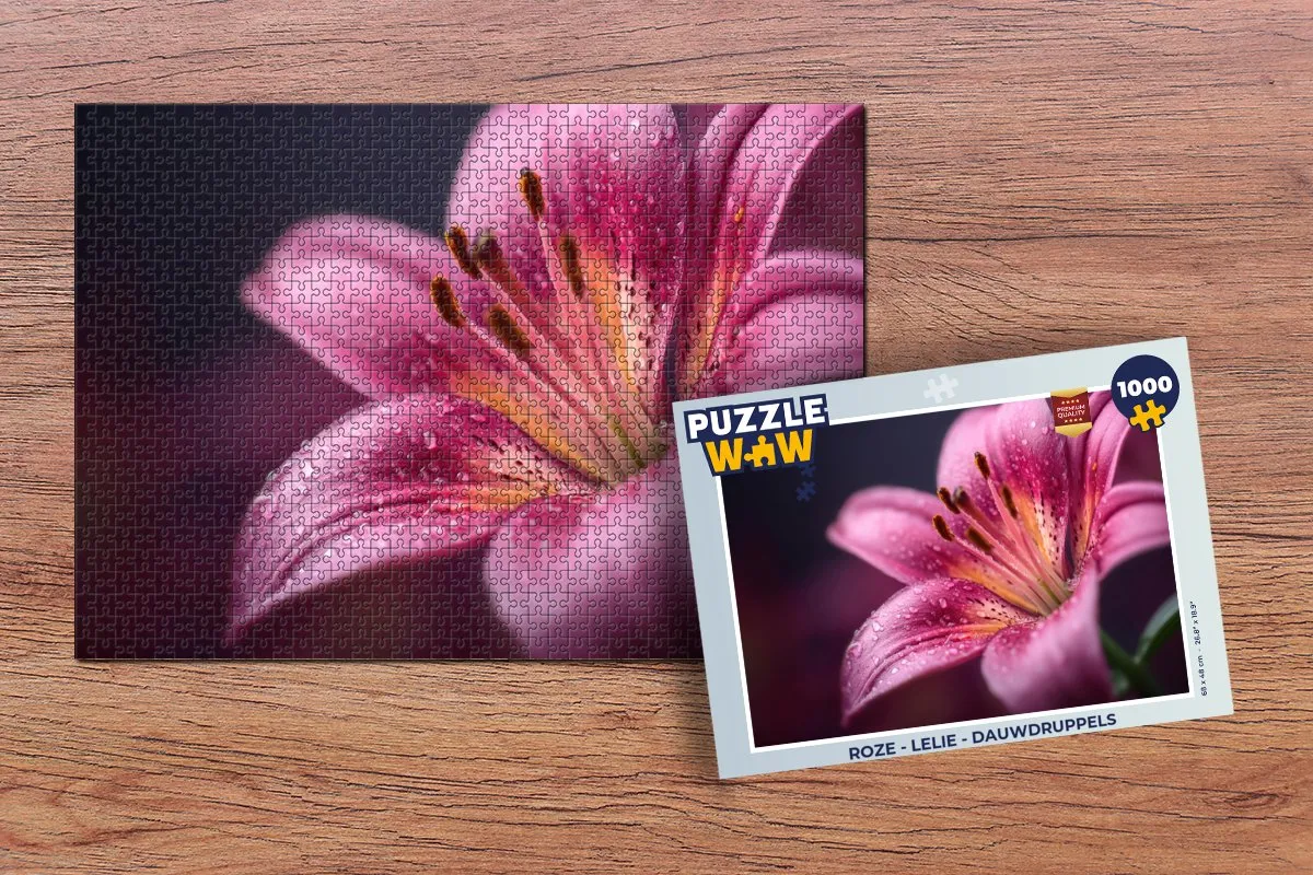 PuzzleWow Legpuzzel 1000 Stuks - Roze Lelie
