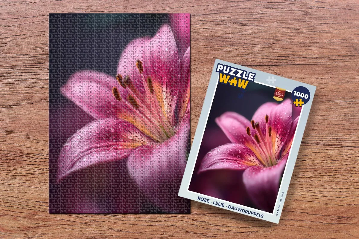 PuzzleWow Legpuzzel 1000 Stuks - Roze Lelie