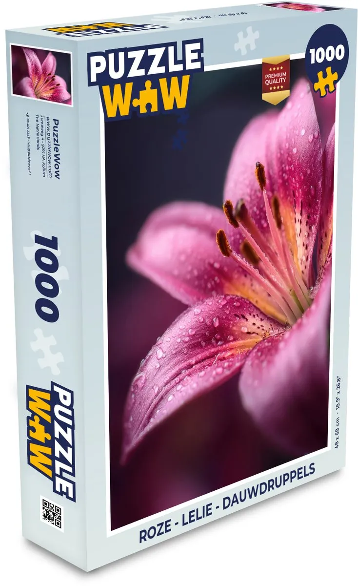 PuzzleWow Legpuzzel 1000 Stuks - Roze Lelie