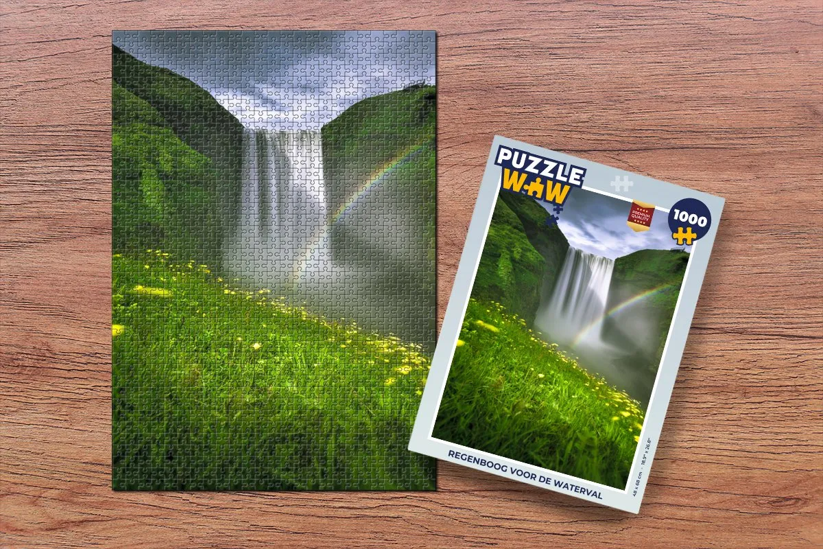 PuzzleWow Regenboog Waterval Legpuzzel 1000 Stuks - Multicolor