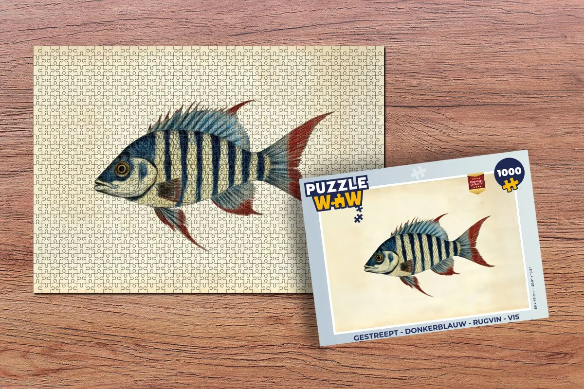 PuzzleWow Gestreept Rugvin Vis Legpuzzel 1000 Stuks - Donkerblauw