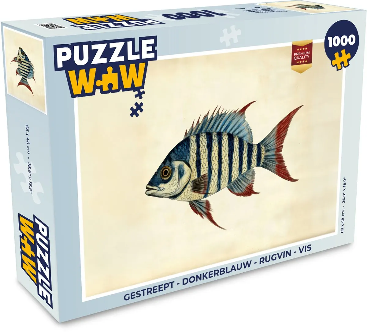 PuzzleWow Gestreept Rugvin Vis Legpuzzel 1000 Stuks - Donkerblauw
