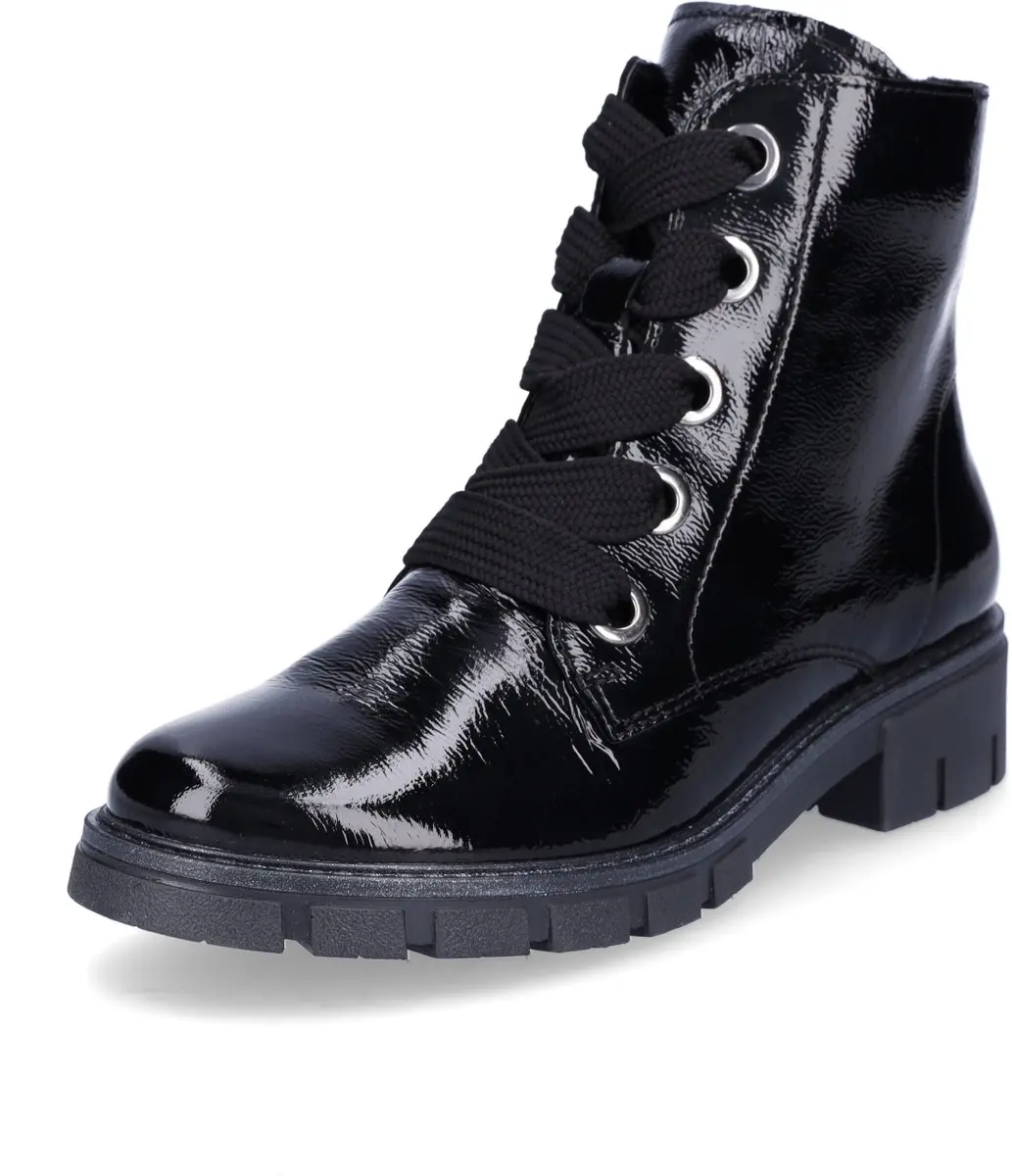 Ara dames leren veterboot zwart lak 5.5