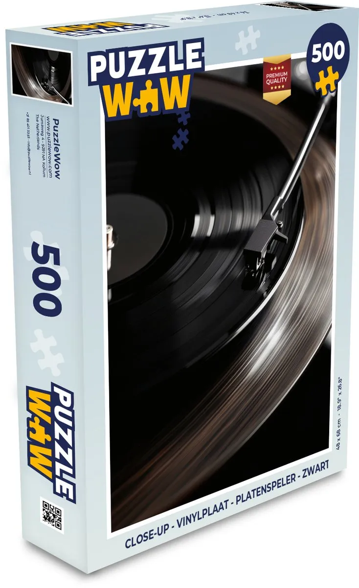 PuzzleWow Close-up Vinylplaat Puzzel 500 Stuks - Zwart