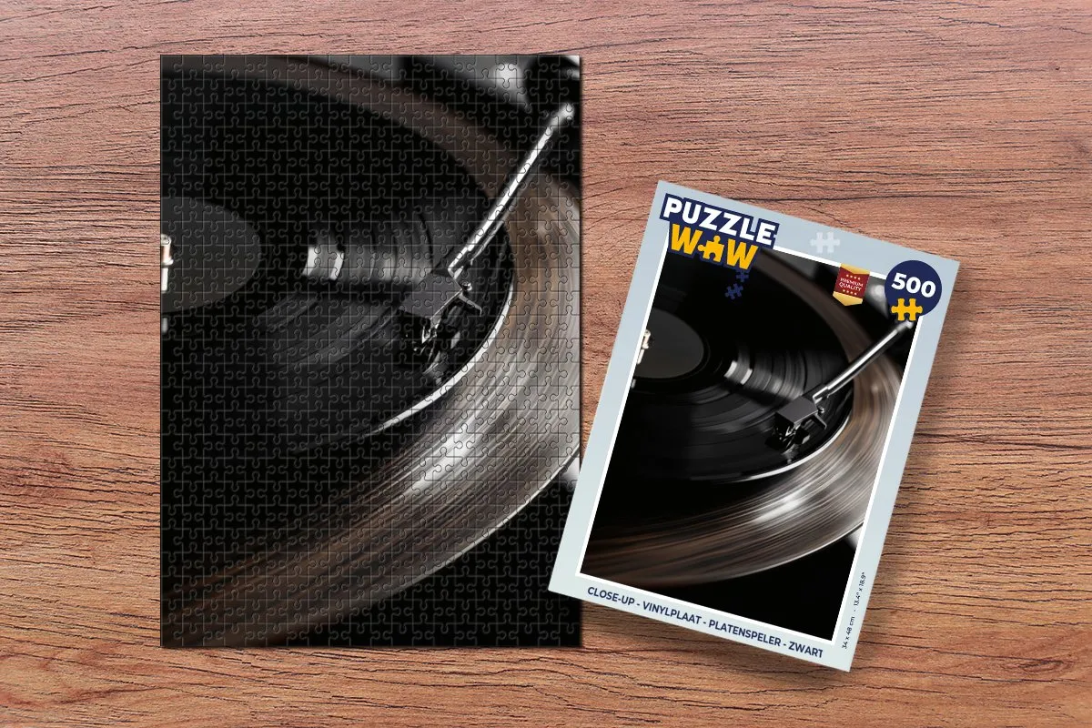 PuzzleWow Close-up Vinylplaat Puzzel 500 Stuks - Zwart