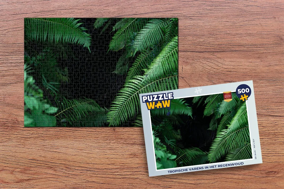 PuzzleWow Tropische varens in het regenwoud Legpuzzel 500 Stuks - Multicolor