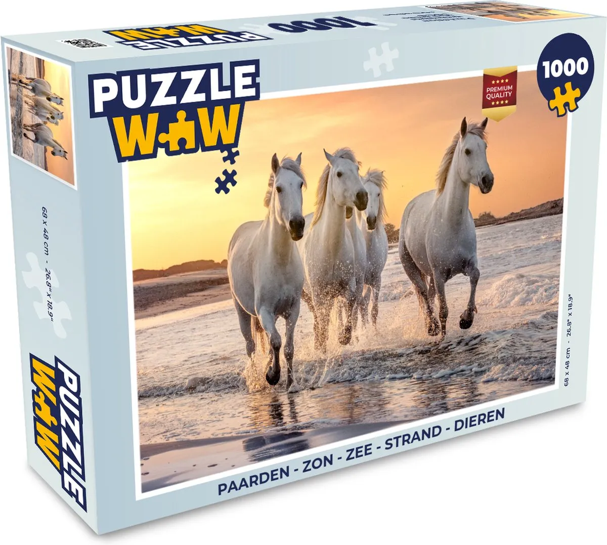 PuzzleWow Legpuzzel 1000 Stuks - Paarden/Zon/Strand - Multicolor