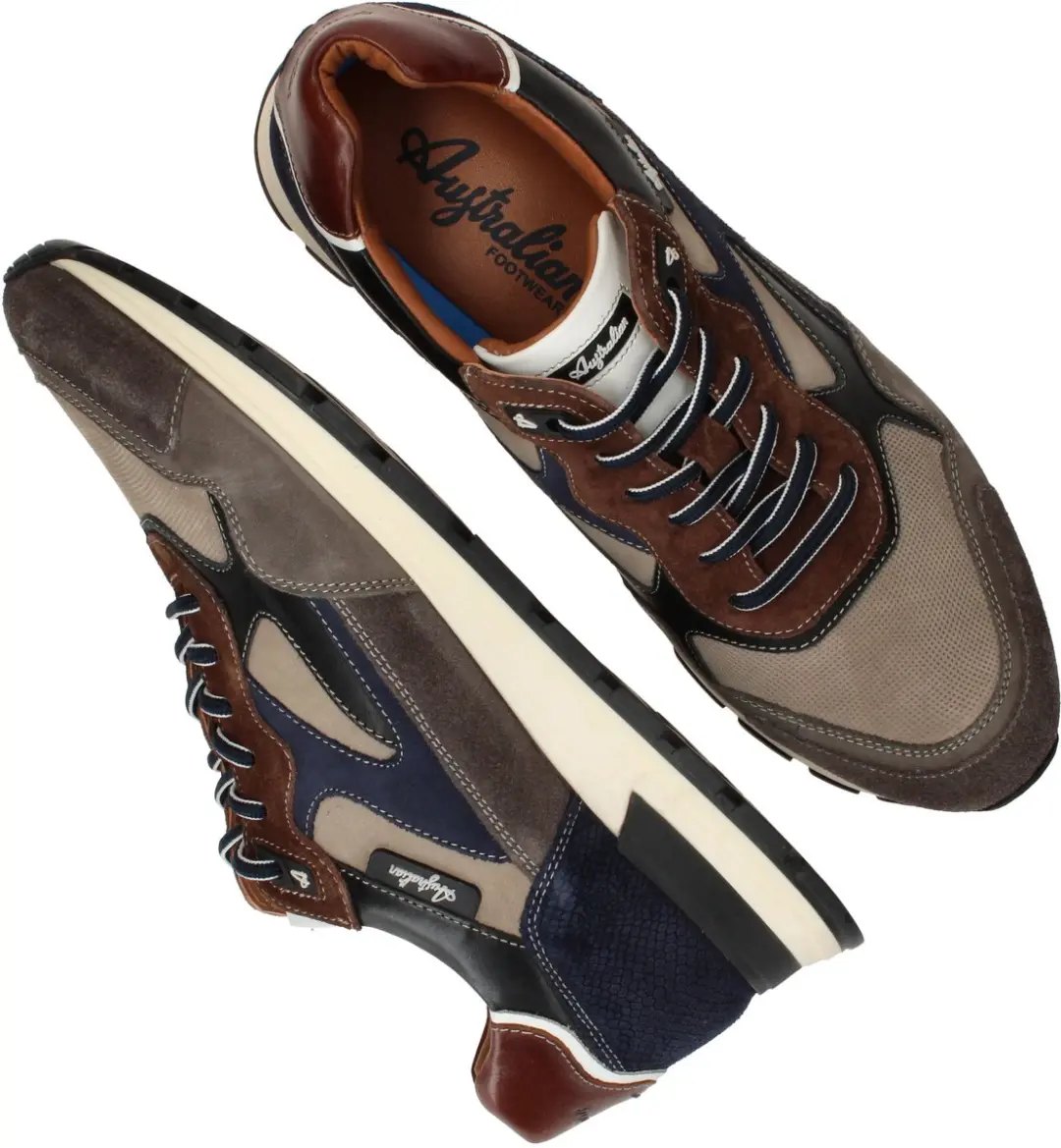 Australian Tiago Leren Sneakers Heren - Taupe - Maat 45 - afbeelding 3 van 6
