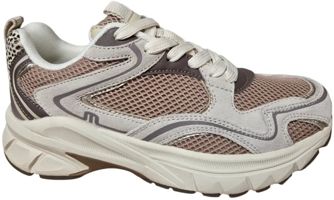 Maruti Novi Leather Nude J39 Sneakers Offwhite/Beige/Tijgerprint Leer en Mesh Da