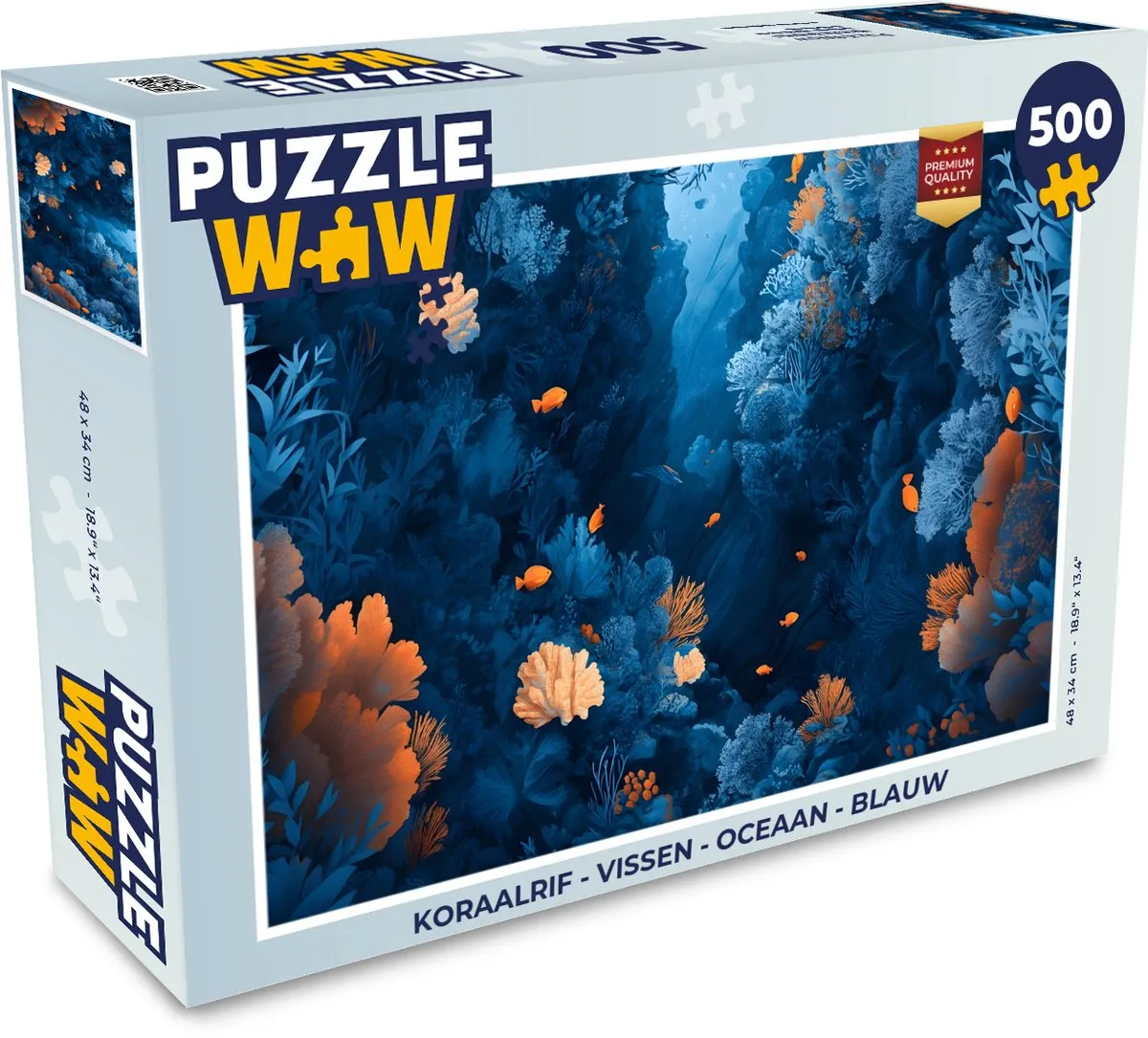 PuzzleWow Koraalrif Legpuzzel 500 Stuks - Blauw