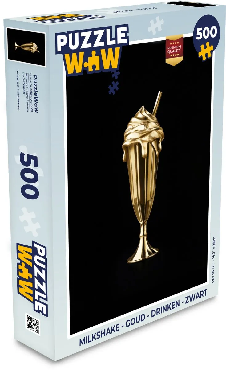 PuzzleWow Milkshake Legpuzzel 500 Stuks - Goud/Zwart