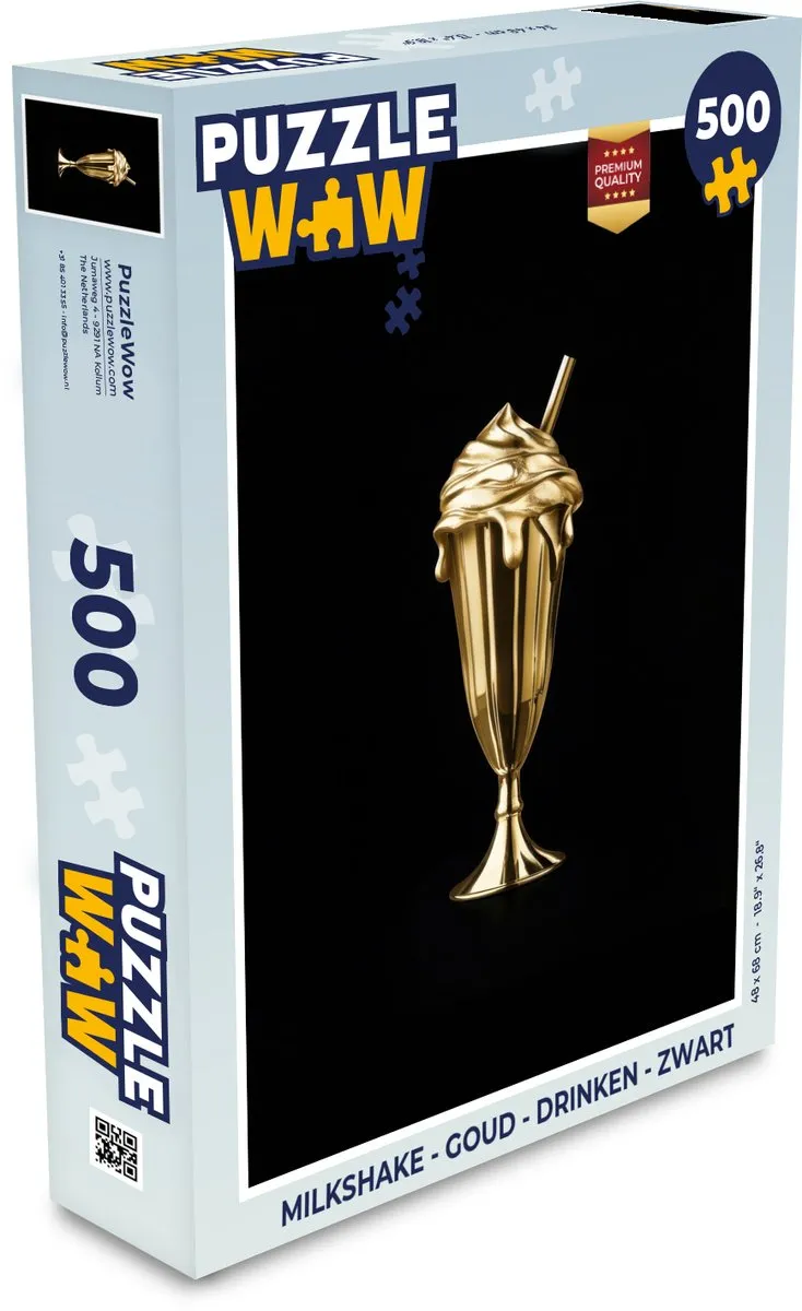 PuzzleWow Milkshake Legpuzzel 500 Stuks - Goud/Zwart