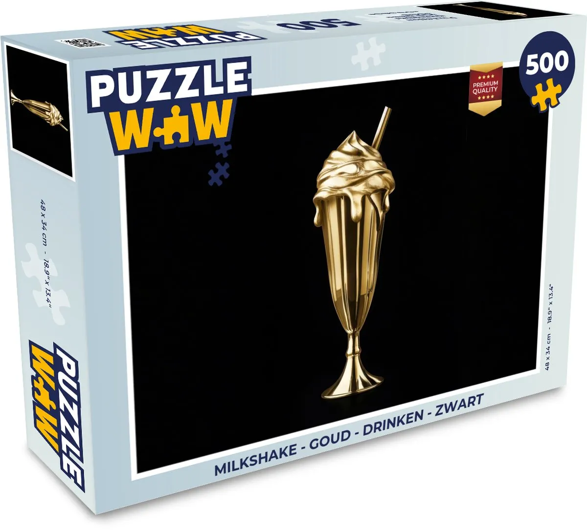 PuzzleWow Milkshake Legpuzzel 500 Stuks - Goud/Zwart