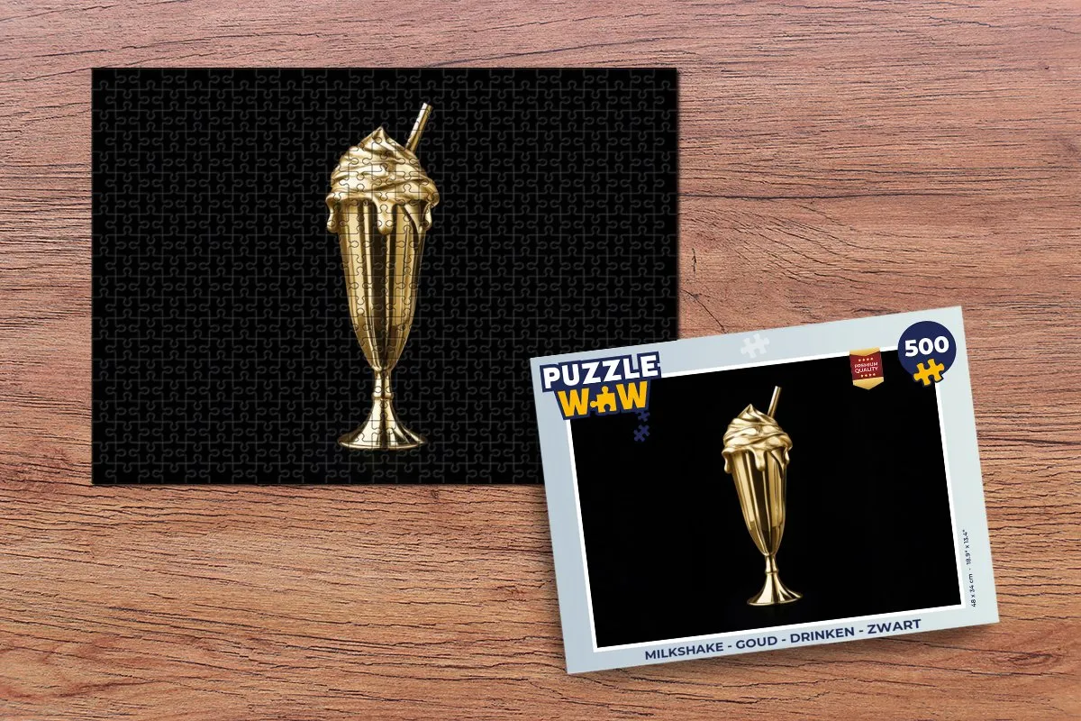 PuzzleWow Milkshake Legpuzzel 500 Stuks - Goud/Zwart