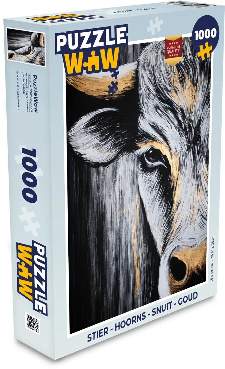 PuzzleWow Stier Hoorns Legpuzzel 1000 Stuks - Goud