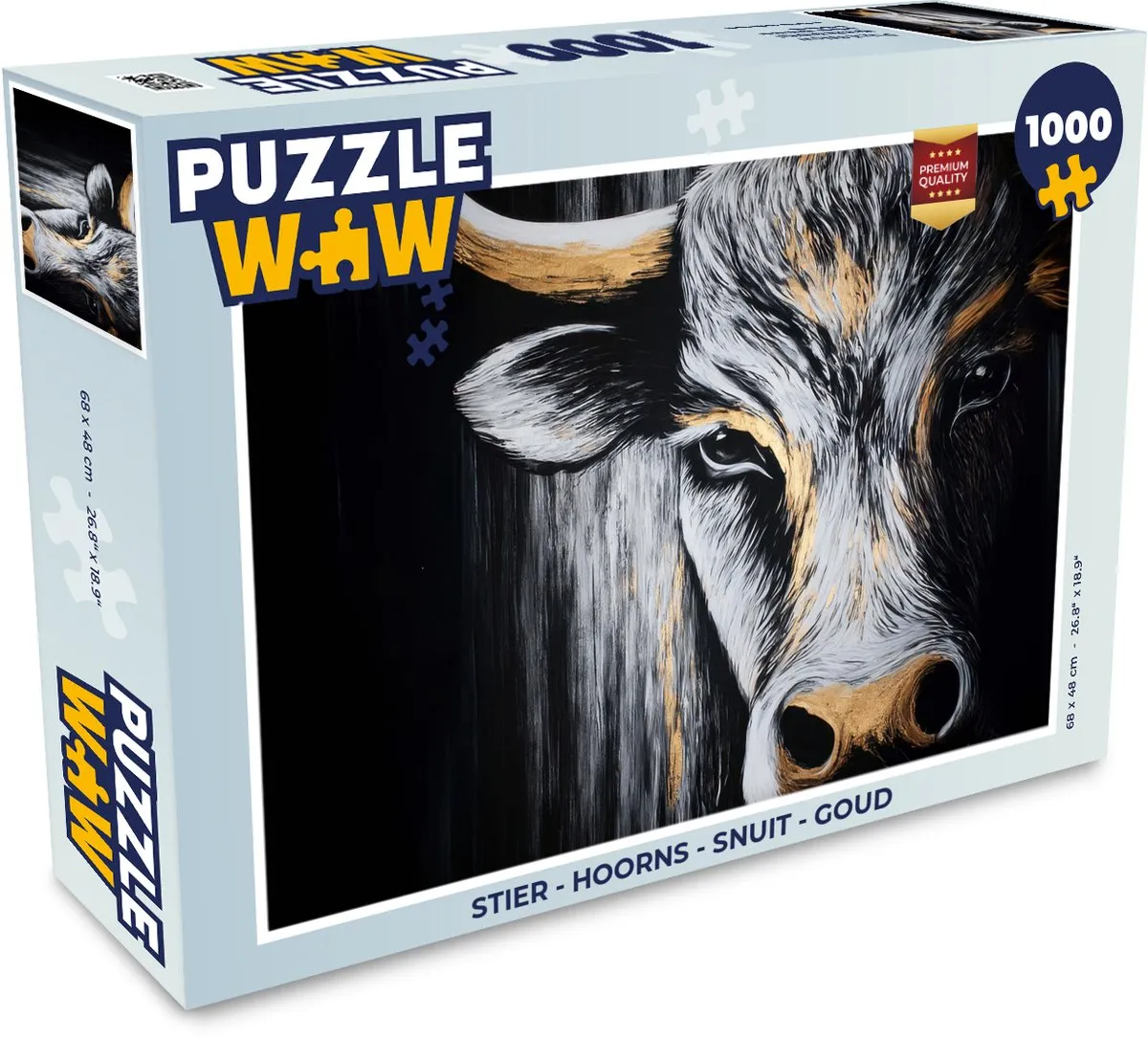 PuzzleWow Stier Hoorns Legpuzzel 1000 Stuks - Goud