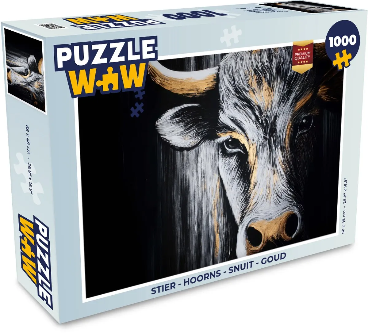 PuzzleWow Stier Hoorns Legpuzzel 1000 Stuks - Goud
