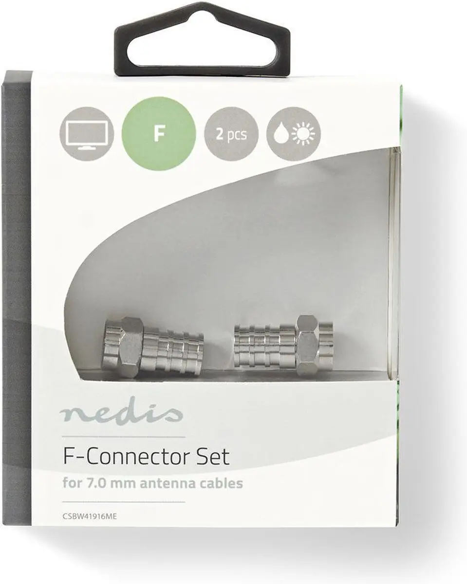 Nedis F-Connector Recht Male Vernikkeld 75 Ohm - 2 Stuks - afbeelding 4 van 6