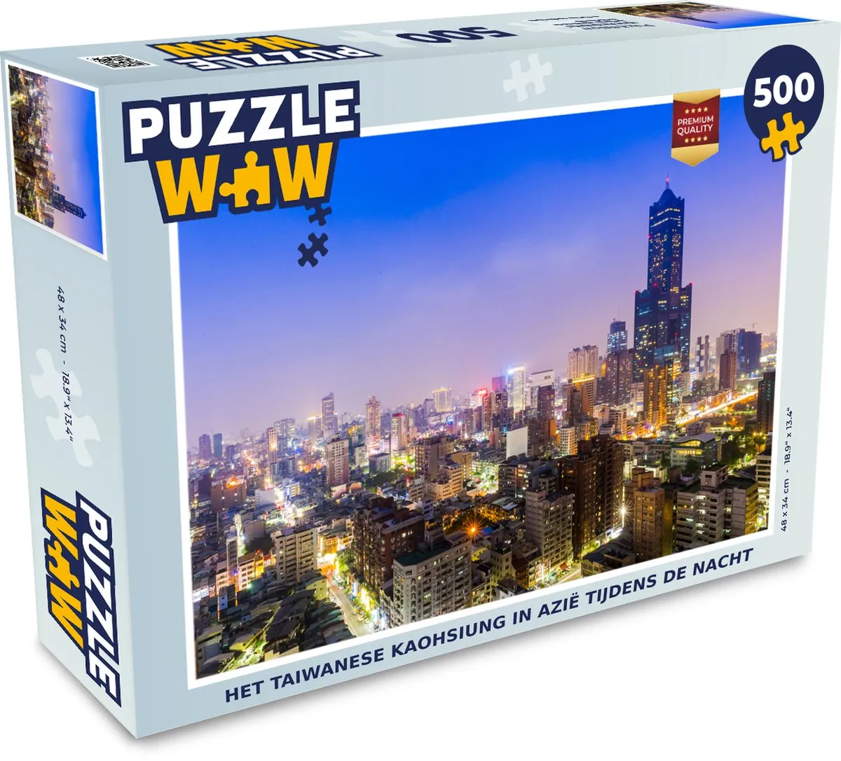 PuzzleWow Legpuzzel Kaohsiung Azië Nacht 500 Stuks - Multicolor