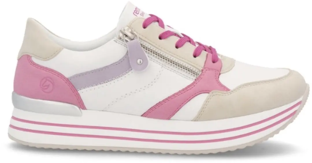Remonte sneakers rits veters beige wit roze maat 40 uitneembare zool