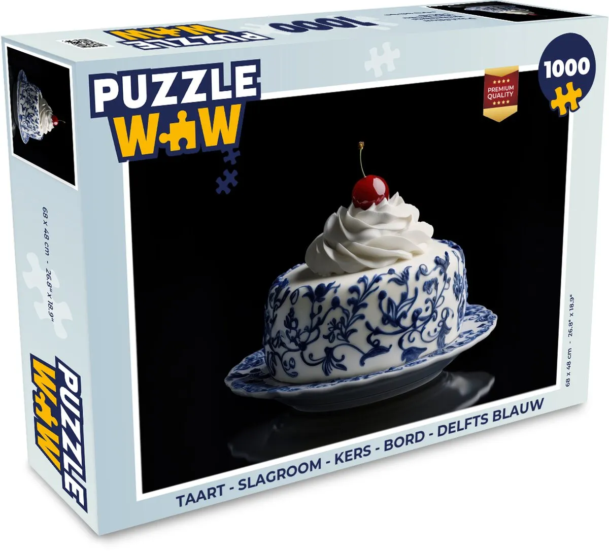 PuzzleWow Taart Puzzel 1000 Stuks - Delfts Blauw