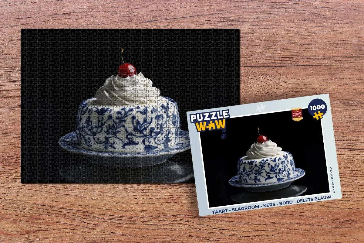 PuzzleWow Taart Puzzel 1000 Stuks - Delfts Blauw