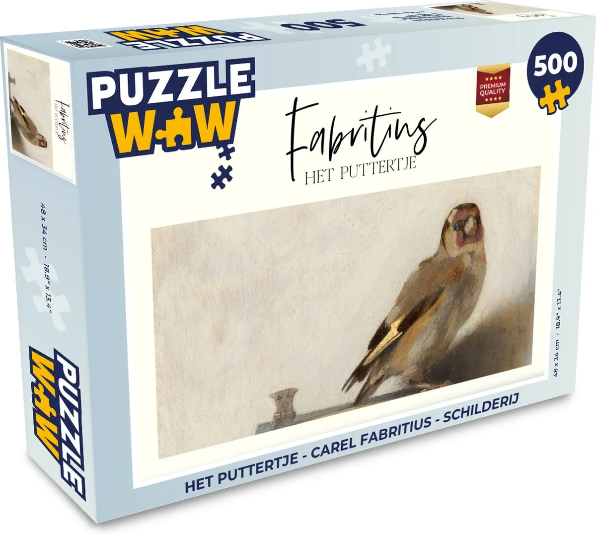 PuzzleWow Het Puttertje Legpuzzel 500 Stuks - Carel Fabritius - Multicolor
