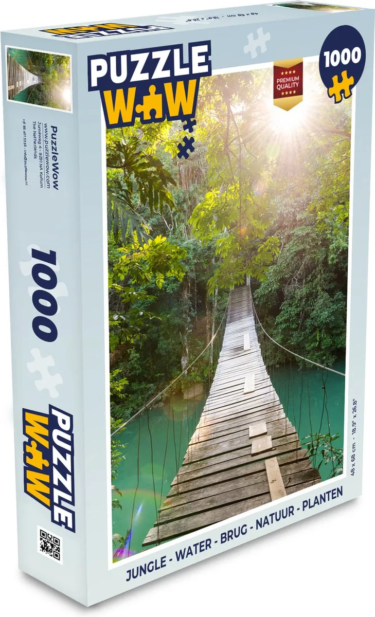 PuzzleWow Jungle Water Brug Natuur Planten Legpuzzel 1000 Stuks - Multicolor
