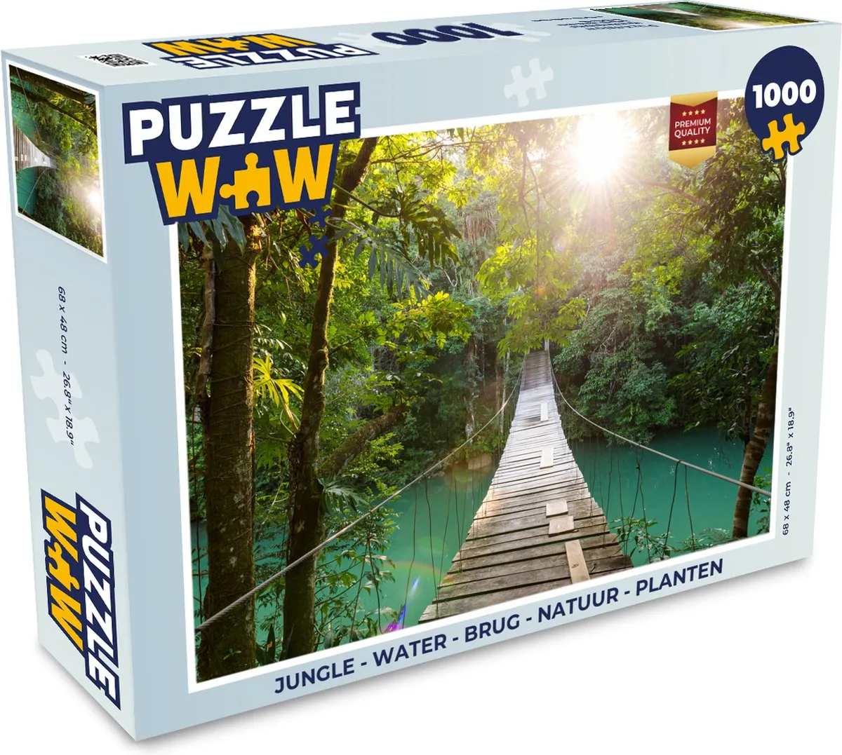 PuzzleWow Jungle Water Brug Natuur Planten Legpuzzel 1000 Stuks - Multicolor